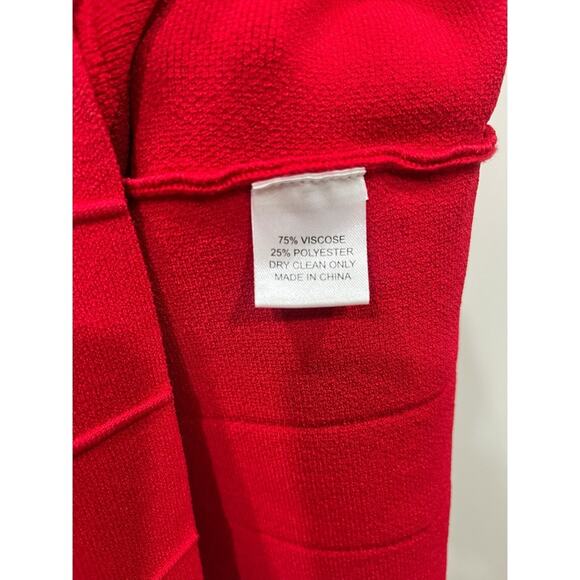 Lela Rose Knit Stretch Dress Mock Neck Lipstick Red - Picture 8 of 13